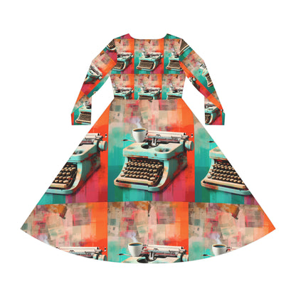 Typewriter #3 Long Sleeve Dress