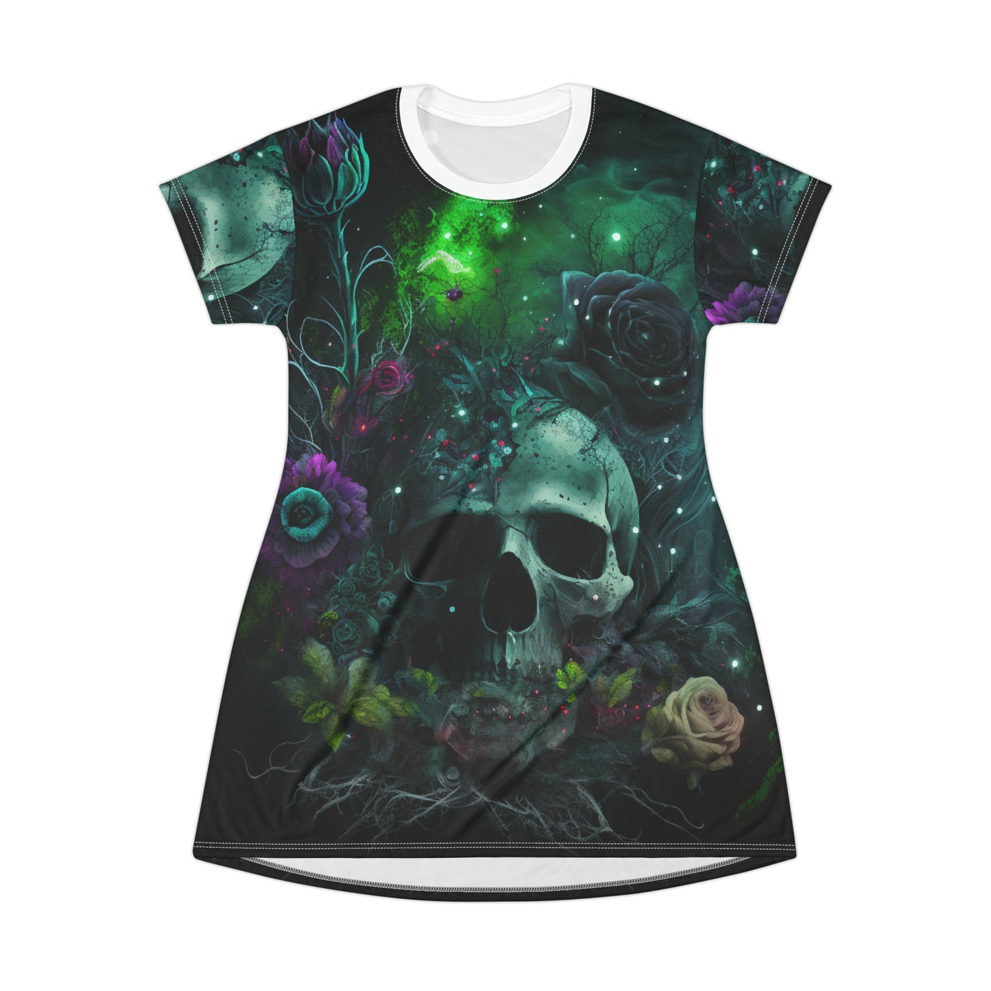 Flower Skull #2 T-Shirt Dress