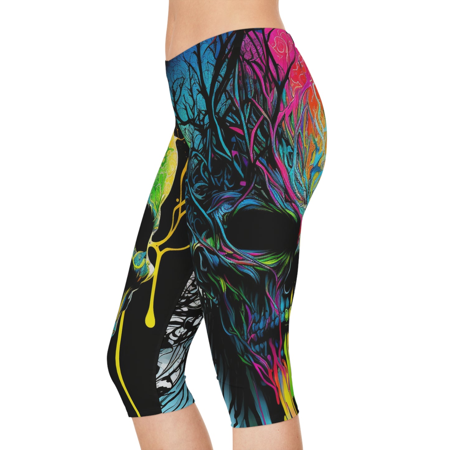 Rainbow Skull #2 Capri Leggings