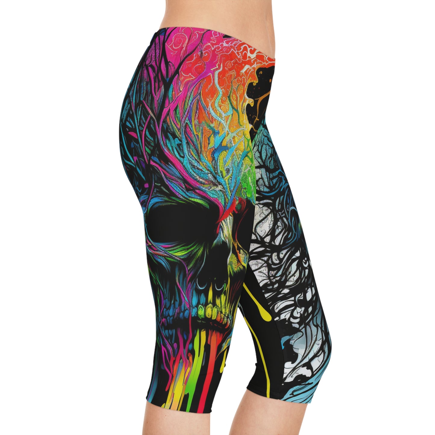 Rainbow Skull #2 Capri Leggings