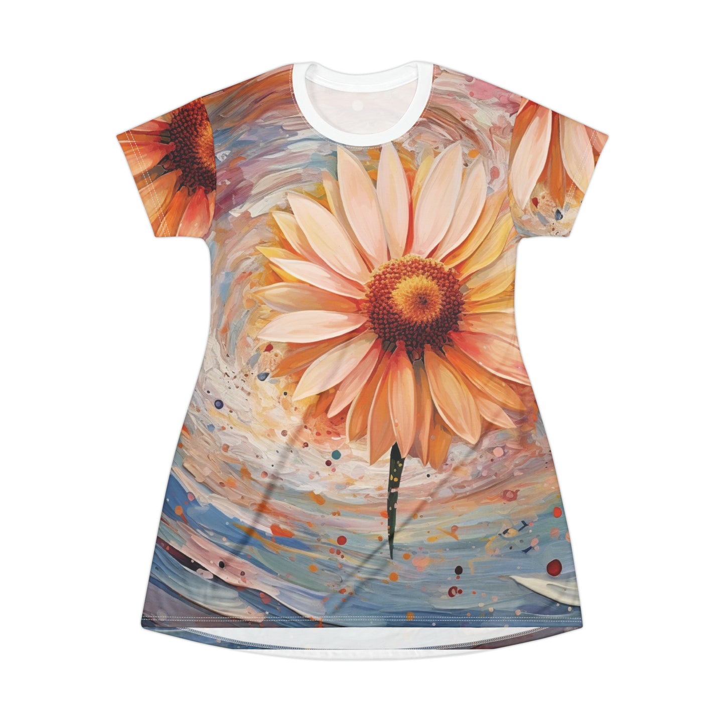 Daisy Swirls #1 T-Shirt Dress