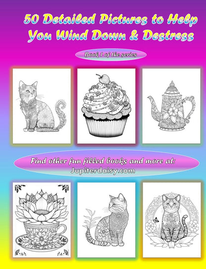 Cats Coffee & Cupcakes Series - Mandala Coloring Books - Digital Only