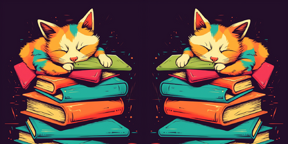 Sleepy Cat & Books Cartoon #4 Ceramic Mug