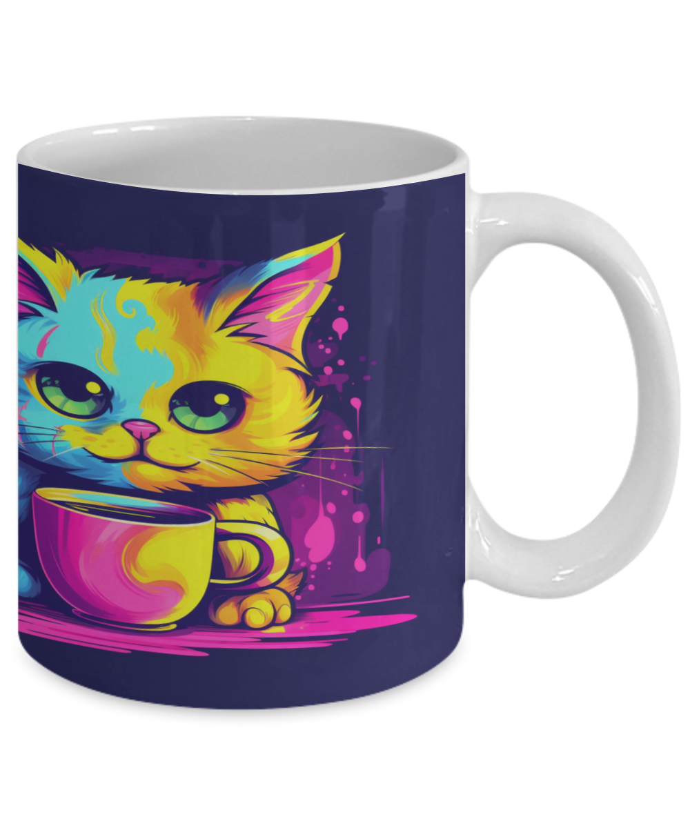 Cat & Coffee #3 Colorful Ceramic Mug