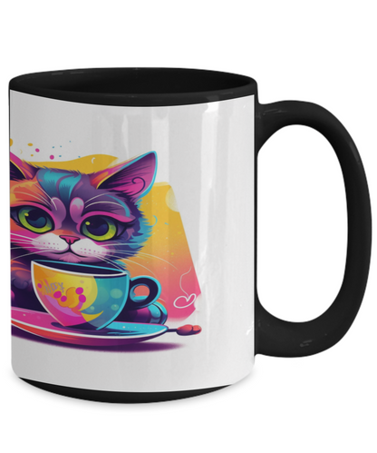 Cat & Coffee #2 Colorful Ceramic Mug