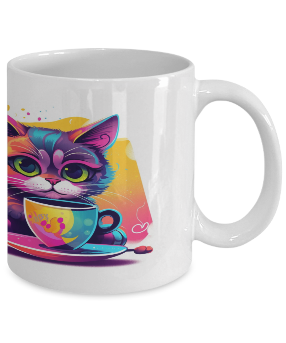 Cat & Coffee #2 Colorful Ceramic Mug