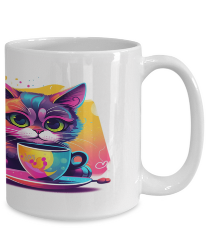 Cat & Coffee #2 Colorful Ceramic Mug