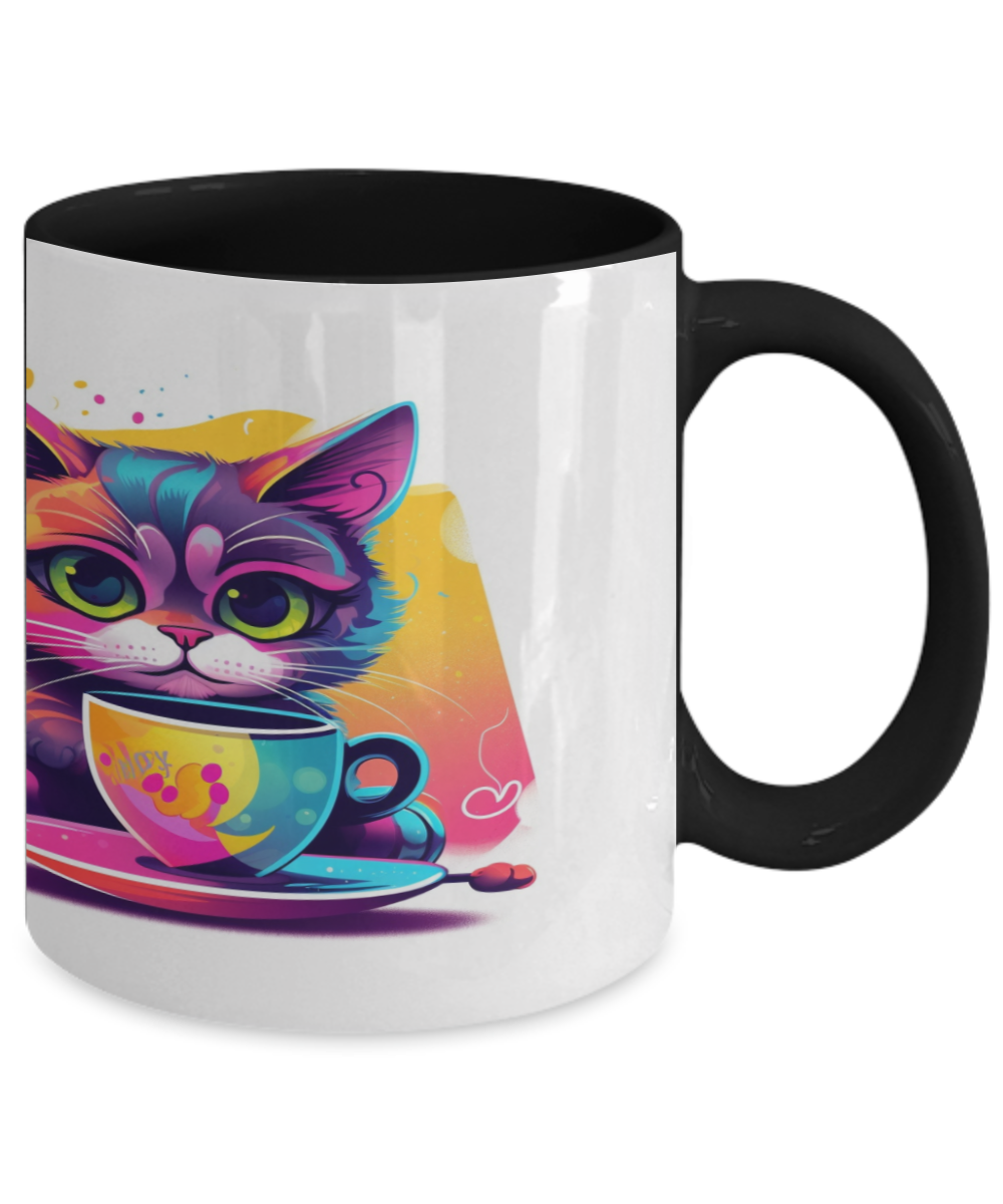 Cat & Coffee #2 Colorful Ceramic Mug