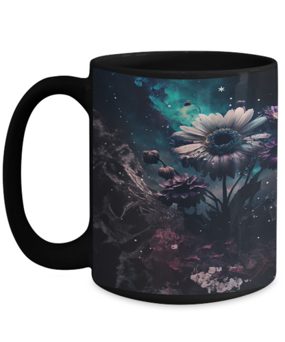 Flower Universe #1 Dark Ceramic Mug