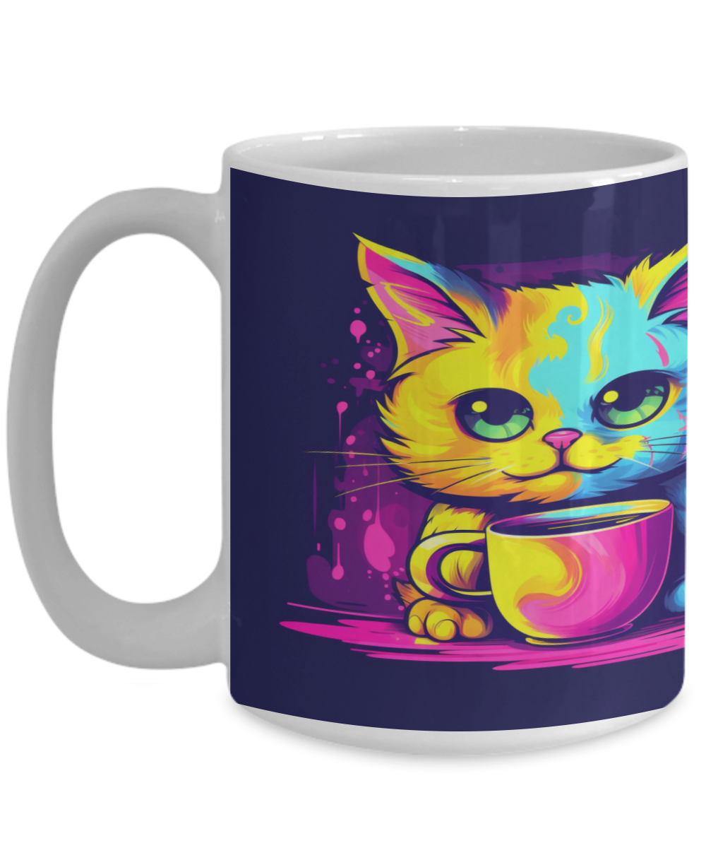 Cat & Coffee #3 Colorful Ceramic Mug