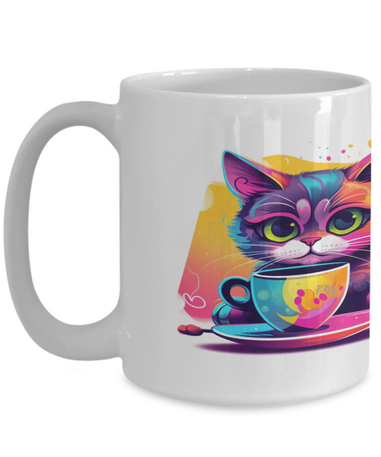 Cat & Coffee #2 Colorful Ceramic Mug