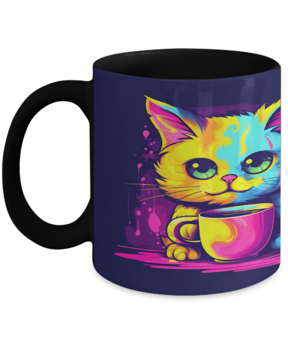 Cat & Coffee #3 Colorful Ceramic Mug