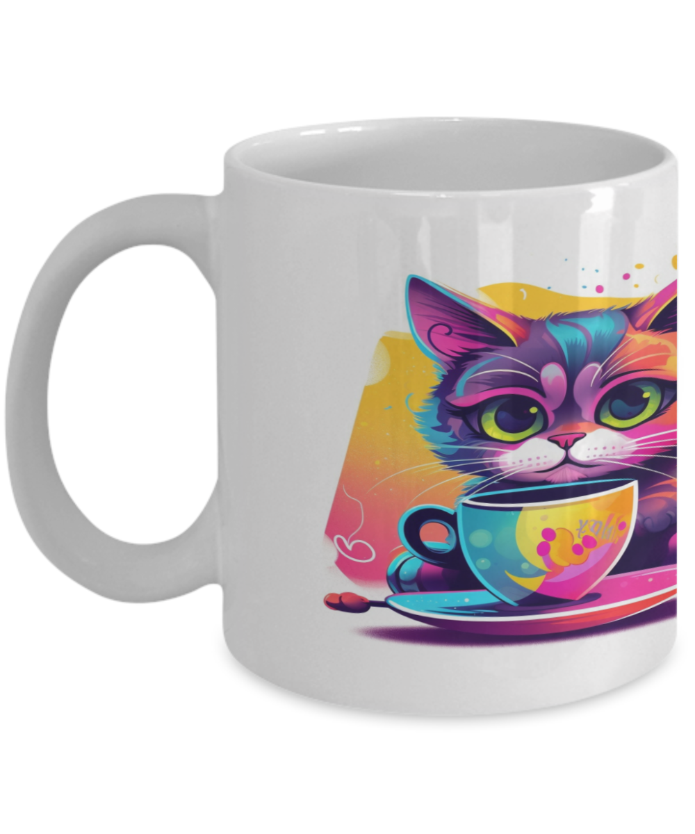 Cat & Coffee #2 Colorful Ceramic Mug