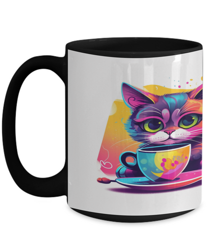 Cat & Coffee #2 Colorful Ceramic Mug