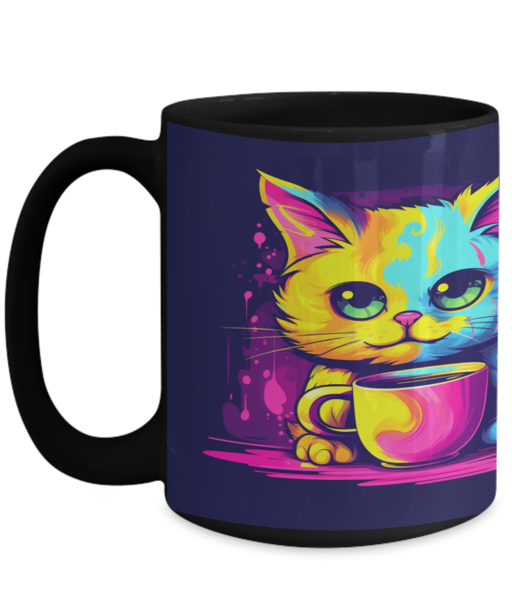 Cat & Coffee #3 Colorful Ceramic Mug