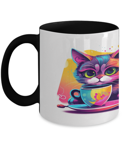 Cat & Coffee #2 Colorful Ceramic Mug