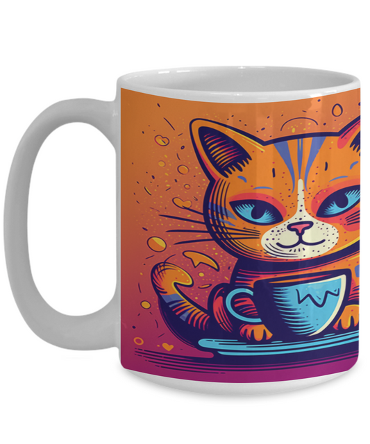 Cat & Coffee #4 Colorful Ceramic Mug