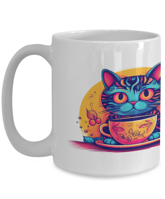 Cat & Coffee #1 Colorful Ceramic Mug